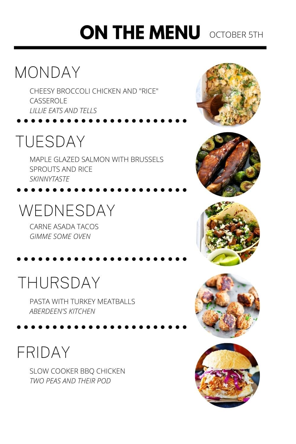 weekly menu