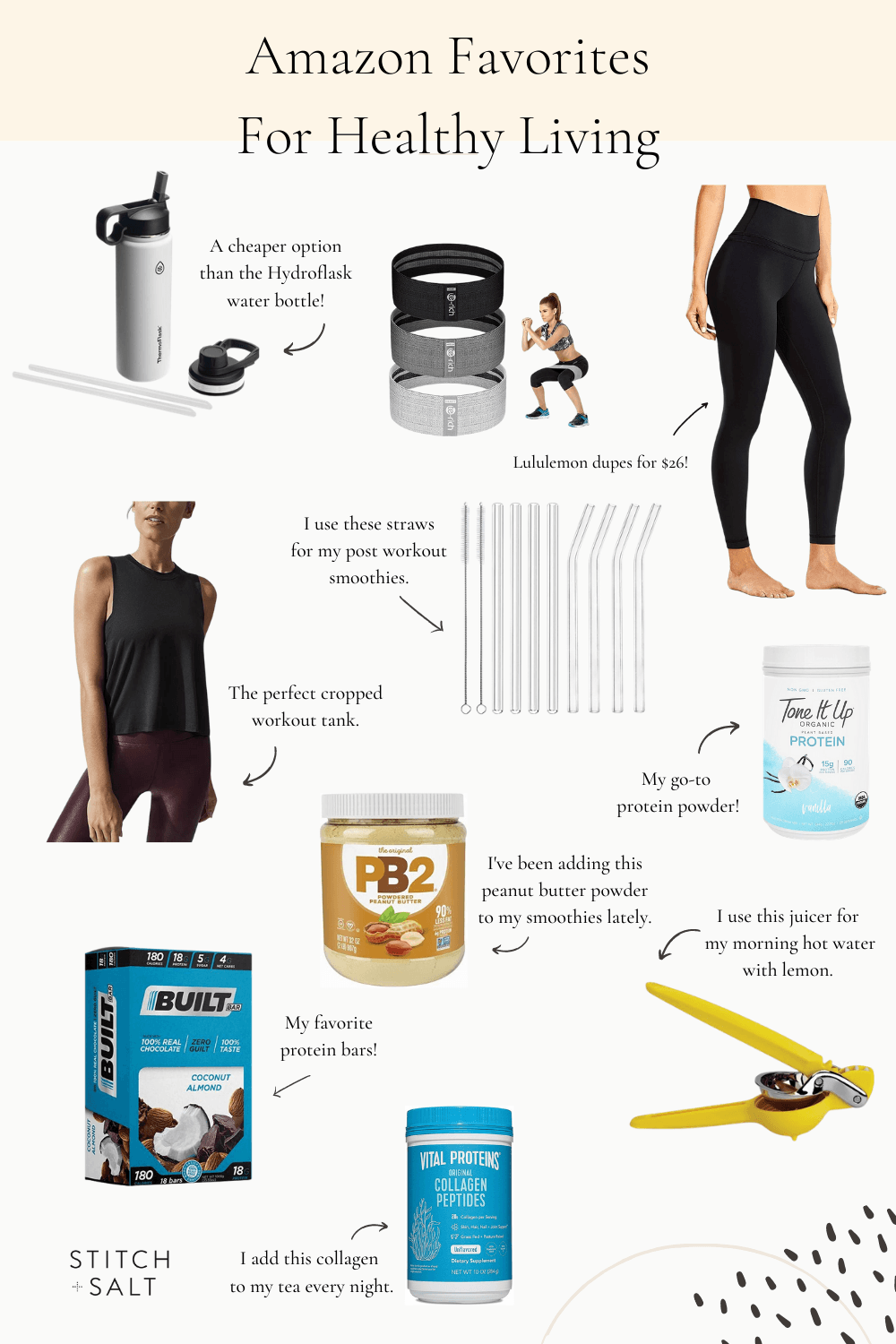 collage graphic with products that help me maintain a healthy lifestyle