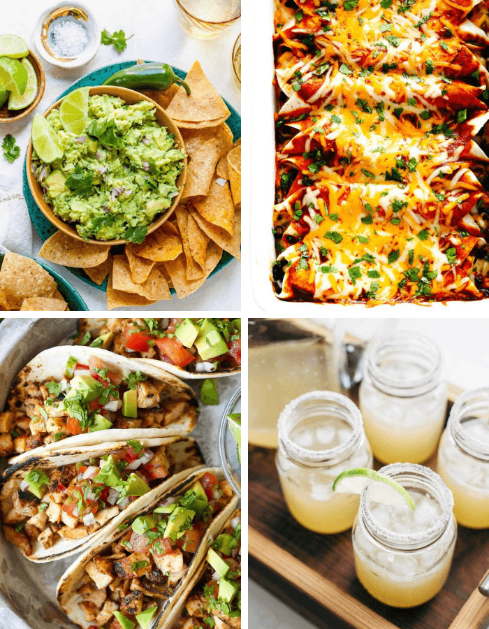 a photo collage of recipes for Cinco de Mayo