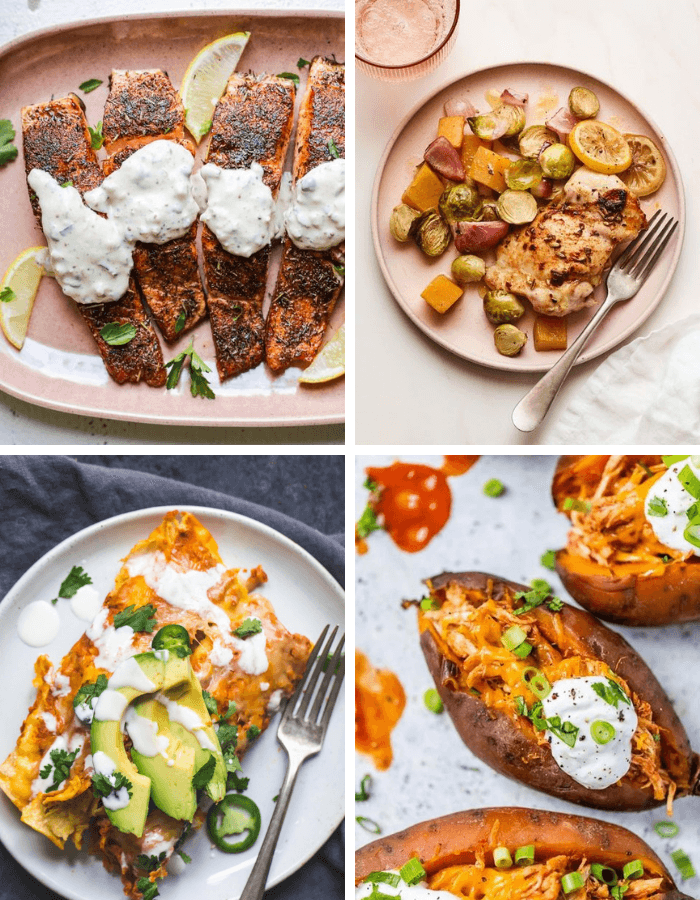 a collage with four different pictures of recipes