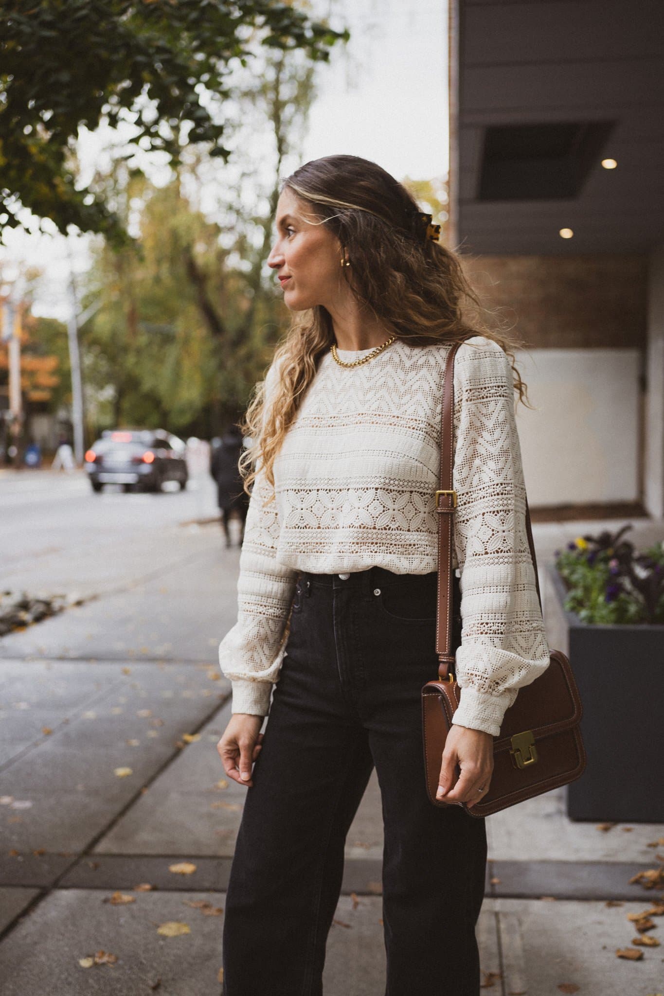 Thanksgiving Outfit Idea: Embroidered Blouse + Ankle Boots