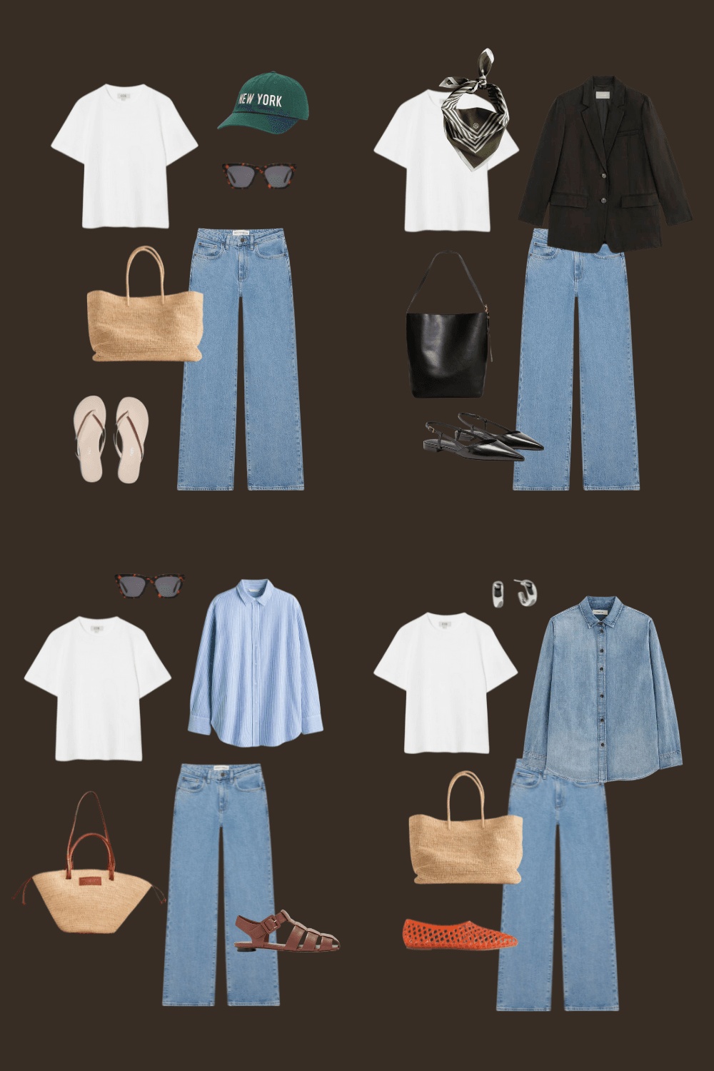 Ten Outfits With A White Tee & Jeans
