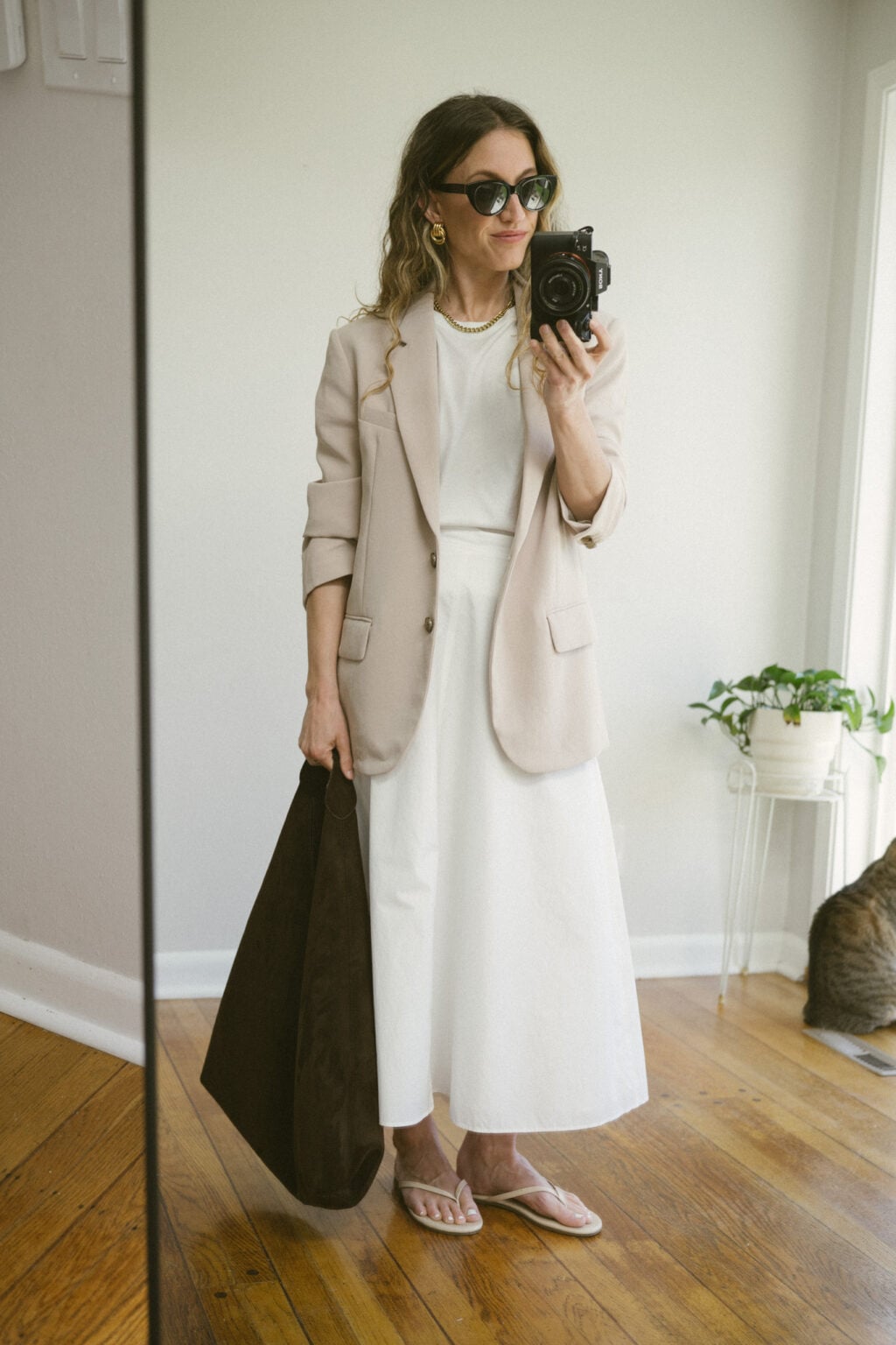 Creased Poplin Skirt in White